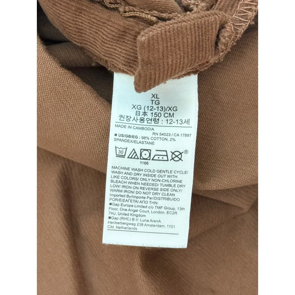 Gap Kids Girls XL Sable Brown Corduroy Pleated Skirt